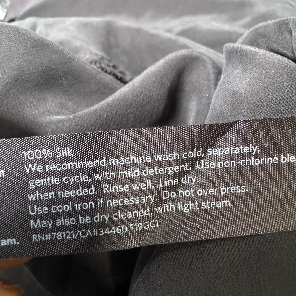 Eileen Fisher Deep Hemlock Black Mixed Silk Crepe Tunic Long Sleeve Blouse - Picture 10 of 13